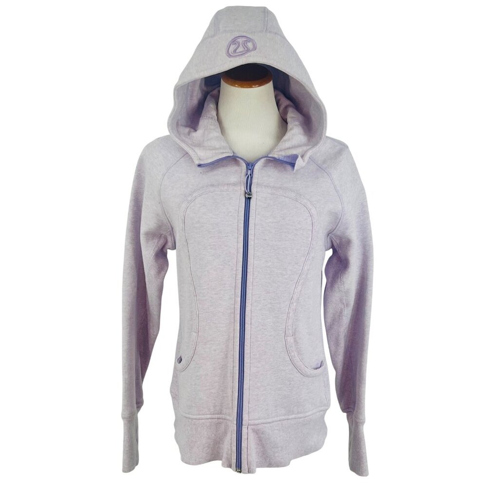 Vtg Y2K Lululemon Heathered Purple Fleece Lined Scuba Hoodie | Athleisure Preppy - Picture 2 of 16